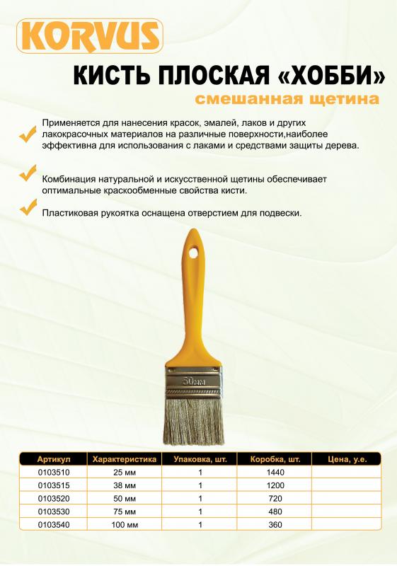 Кисть плоска "Хобби" смешанная щетина